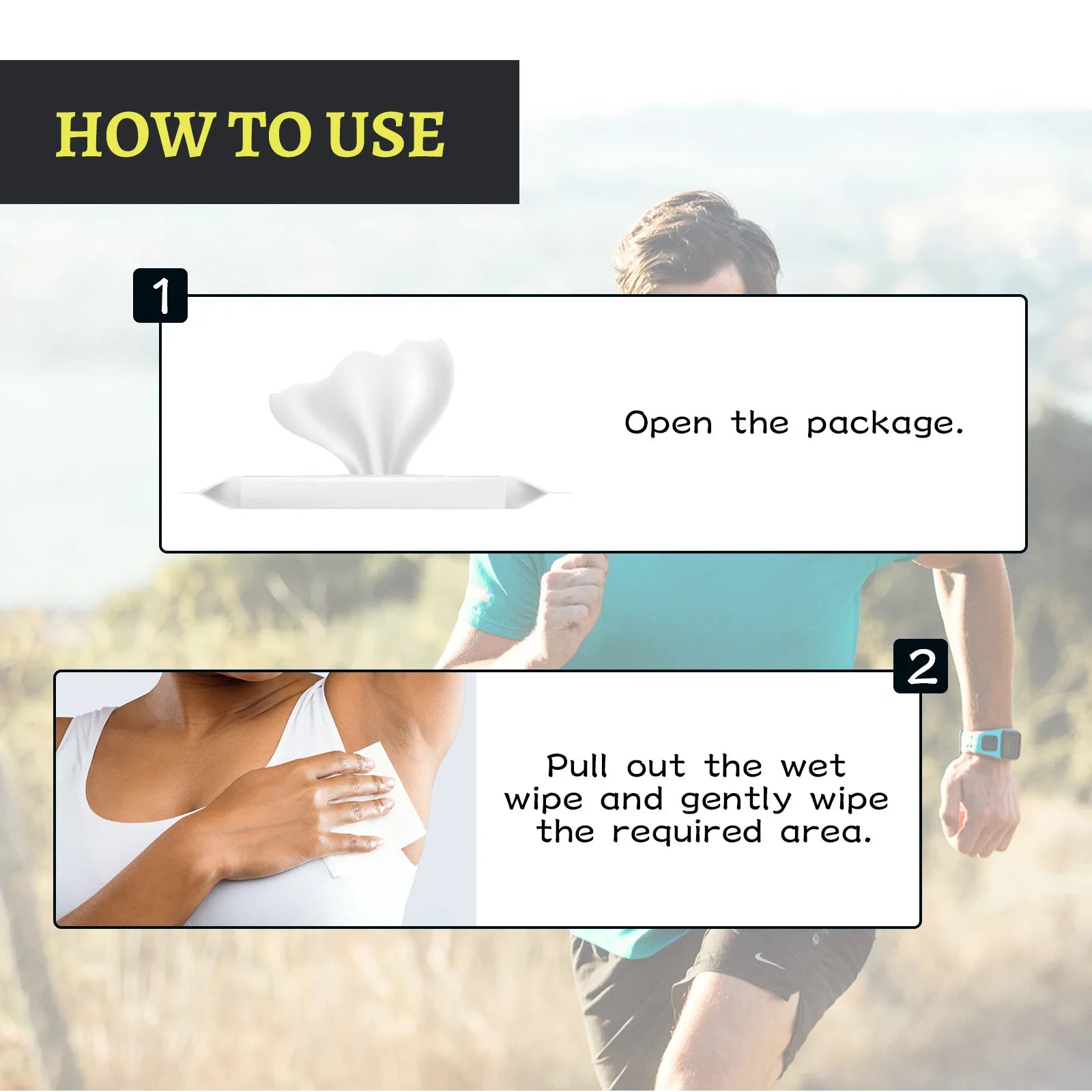 WakeGlide Post-Sweat Quick Wipes